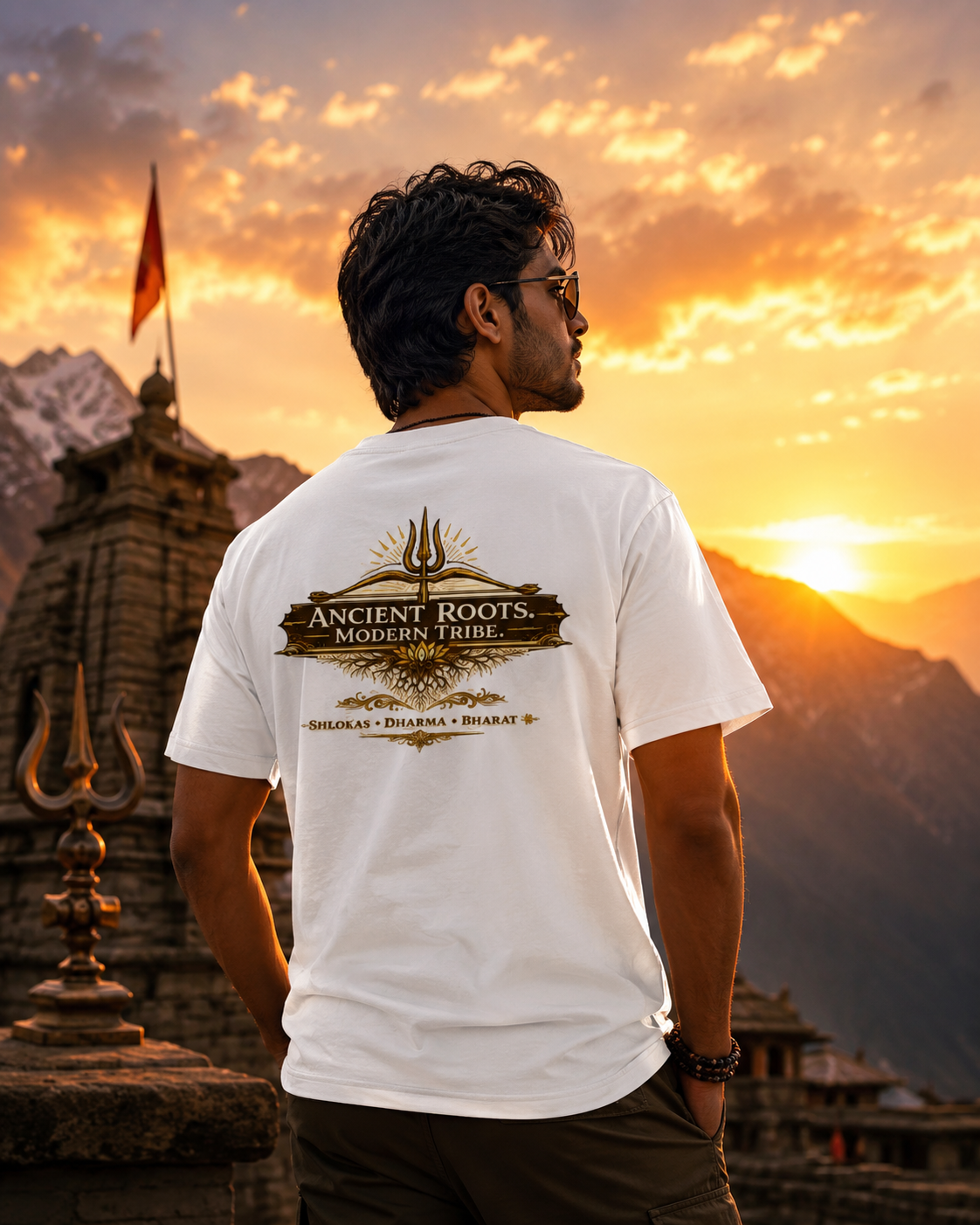 Dharmo Rakshati T-Shirt — Sanatan Tribe White Sanskrit Quote Tee